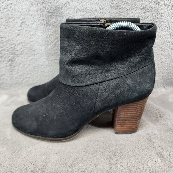 Cole Haan Shoes Womens Size 8.5 Black Leather Side Zip Ankle Booties - Picture 1 of 12